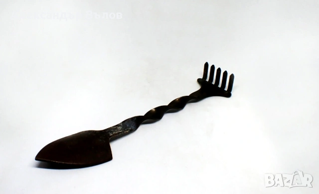 Стар Интрумент Цветя Саксии Лопатка Гребло Метал, снимка 3 - Колекции - 53119228
