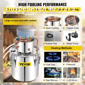 Домашен дестилатор /казан VEVOR 50л - за ракия,етерични масла ,вода, снимка 4 - Други стоки за дома - 51581424