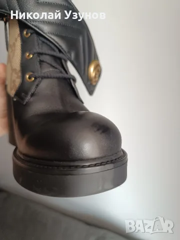 Оригинални дамски боти Gucci Jumbo GG Canvas Leather Boots, снимка 16 - Дамски боти - 55804964