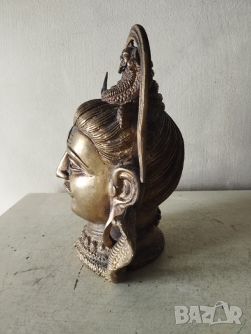 Стара статуетка -главата на бог Шива, снимка 2 - Други ценни предмети - 44715793