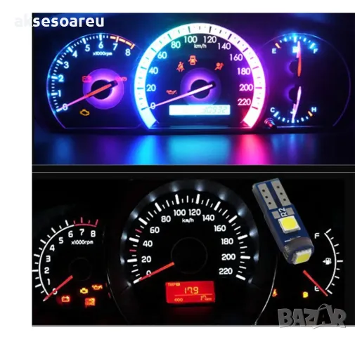 10 бр. малки габаритни крушки за арматурно табло T5 3SMD LED супер ярък 3030 LED вътрешно осветление, снимка 12 - Аксесоари и консумативи - 50385600