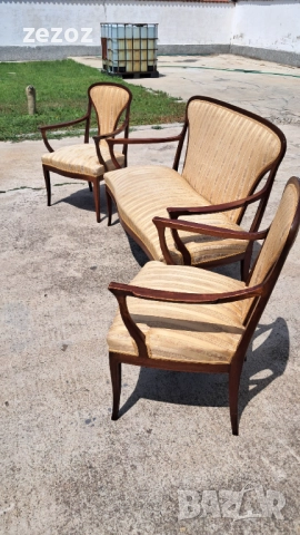 Ретро комплект махагон, снимка 2 - Дивани и мека мебел - 52649872