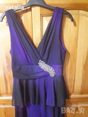 Дълга официална рокля в лилаво и черно, снимка 2 - Рокли - 38946352