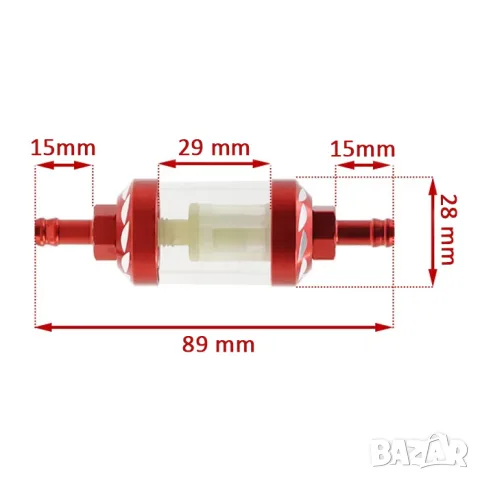 Прозрачен горивен филтър за маркуч 8 mm сив, снимка 2 - Аксесоари и консумативи - 55866429