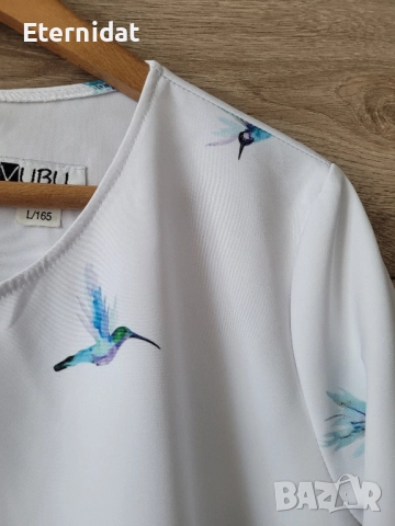 Елегантна блуза с колибри , снимка 2 - Блузи с дълъг ръкав и пуловери - 51863352