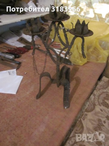 голям свещник от ковано желязо, снимка 5 - Други ценни предмети - 42540864