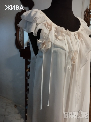 ДАМСКА рокля в цмят "слорова кост", снимка 4 - Рокли - 53949620