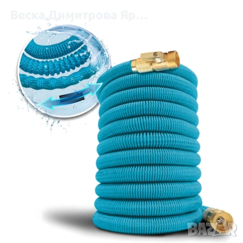 Гъвкав градински маркуч с медни накрайници - без заплитане и прегъване, снимка 6 - Напояване - 53916364