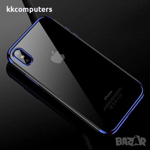 Калъф силикон Electro прозрачен / Синя - рамка / за iPhone 7G / 8G / SE 2020