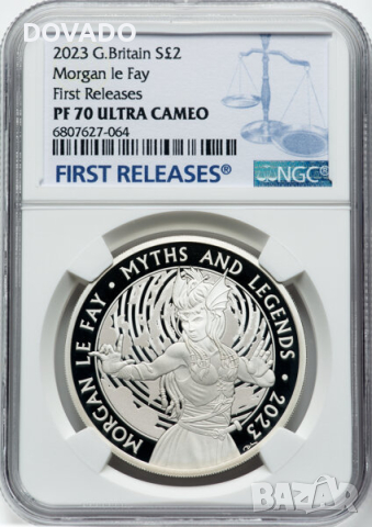2023 Morgan le Fay - 1oz £2 - NGC PF70 - Сребърна Монета - Серия Митове и Легенди