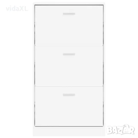 vidaXL Шкаф за обувки, бял, 59x17x108 см, инженерно дърво, снимка 4 - Шкафове - 56147118