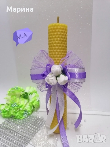 Подвижна украса за шампанско, за чаши, за свещи в лилаво., снимка 3 - Сватбени аксесоари - 52480938