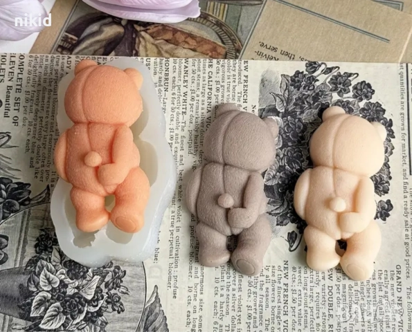 Мече в гръб с опашле силиконов молд форма фондан шоколад смола гипс декор, снимка 3 - Форми - 52206102