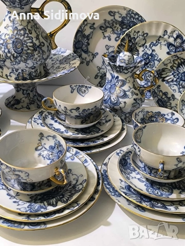 Руски порцелан ЛФЗ сервиз за чай , снимка 4 - Сервизи - 52252368