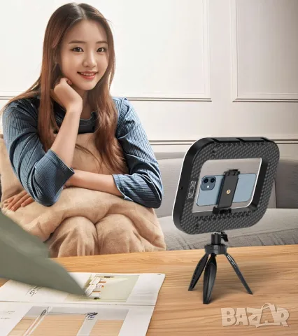 Лампа за заснемане на видео, смартфон, LED, селфи ринг, осветление, стойка, телефон, фото, светлина, снимка 10 - Светкавици, студийно осветление - 49454332