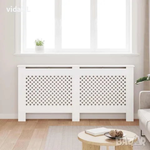vidaXL Параван за радиатор, бял, 172x19x81,5 см, МДФ, снимка 3 - Паравани - 56146533