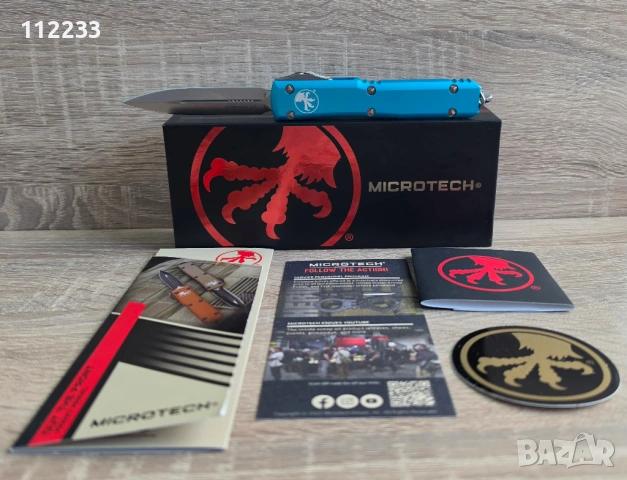 Microtech Ultratech OTF Double Edge Stonewash Turquoise., снимка 5 - Ножове - 54290114