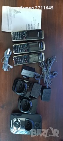 Panasonic безжичен DECT телефон, 3 слушалки, секретар, снимка 1 - Стационарни телефони и факсове - 38054981