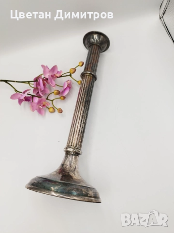 Огромен посребрен винтидж свещник, снимка 12 - Антикварни и старинни предмети - 51725318