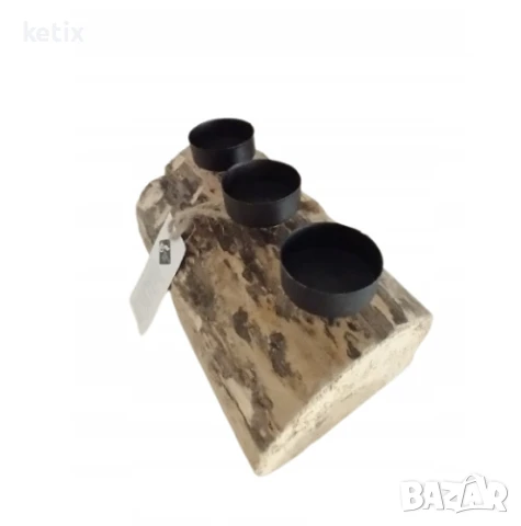 Дървен свещник за три свещи, снимка 3 - Декорация за дома - 50505792