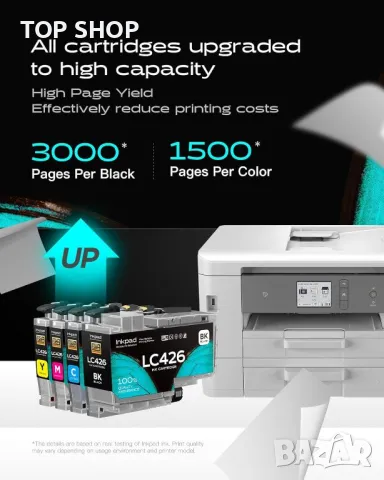 iNKPAD LC426 LC-426 касети с мастило, съвместими за Brother LC-426XL (4 касети), снимка 6 - Консумативи за принтери - 49957216