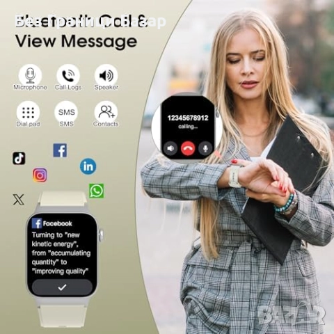 Нов Фитнес смарт часовник за мъже и жени с пулс сън мониторинг 110+ спортни режима и известия, снимка 3 - Смарт гривни - 52655861