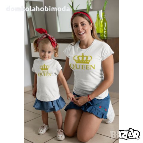 Комплект Дамска и Детска тениска QUEEN (Кралици),2 броя,Пълноцветна щампа, Не се бели , снимка 2 - Тениски - 31619019