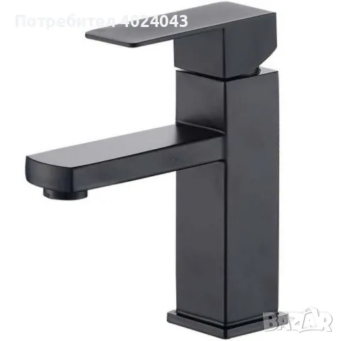 Смесител за мивка неръждаема стомана, керамичен патрон, едноръкохватков, черен