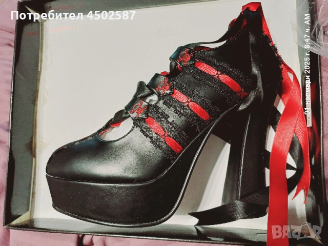 Готически обувки в черен цвят от Demonia, снимка 4 - Дамски обувки на ток - 51884836