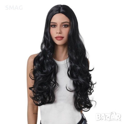 Хелоуин / Halloween перука черна дълга чуплива коса_1219560