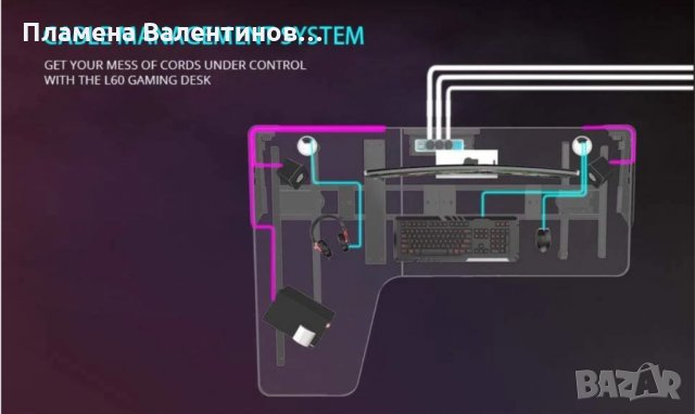 ERK-CD-L01L-60B Геймърско бюро / Геймърска маса, снимка 6 - Бюра - 31062311