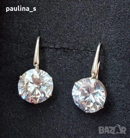 Два различни чифта / Сребърни обеци с Моисанит / проба 925  , снимка 12 - Обеци - 35616027