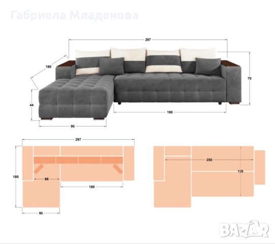 Ъглов диван, снимка 3 - Дивани и мека мебел - 44514775