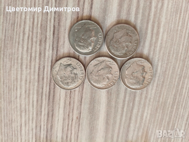 1 цент, 1 дайм, 5 цента САЩ различни години, снимка 10 - Нумизматика и бонистика - 52839163