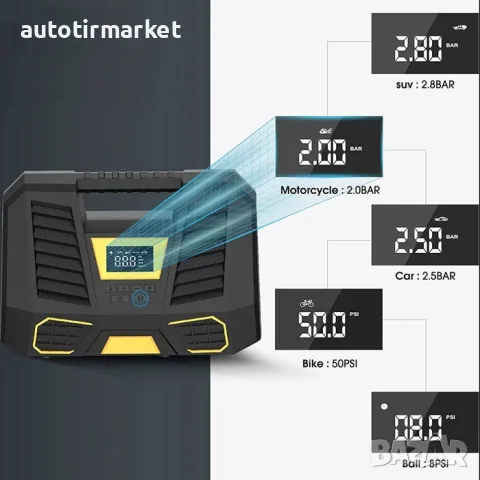Компресор дигитален за гуми 12V – T146, снимка 5 - Аксесоари и консумативи - 56053856
