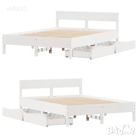 vidaXL Рамка за легло без матрак, бял, 120x190 см, борово дърво масив, снимка 9 - Спални и легла - 56146964