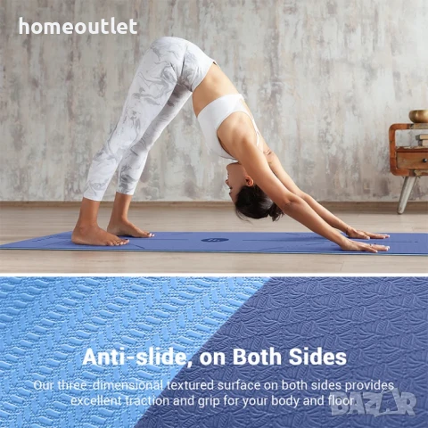 ПРОМОЦИЯ Постелка за йога с противоплъзгаща текстура LETSFIT A2 PURPLE PINK X1 (X001B54U0N), снимка 3 - Йога - 50861244