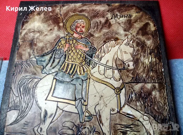 ИКОНА на СВЕТИ МИНА на ДЗЗД ЗОГРАФ ЛАЗАР РЪЧНА ХУДОЖЕСТВЕНА ИЗРАБОТКА на ДЪРВО 47605, снимка 6 - Икони - 47908786