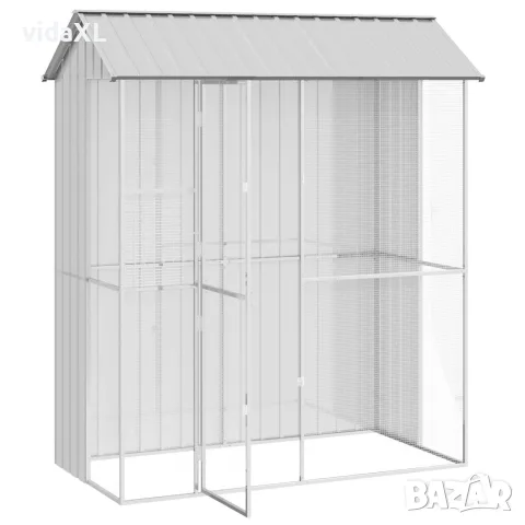vidaXL Клетка за птици Сив 215 x 110 x 247 см Галванизирана стомана, снимка 3 - За птици - 56147056