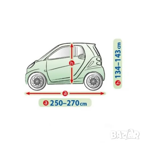 Покривало Kegel за Smart ForTwo, размер S1, сиво, 250-270 см, сиво, снимка 6 - Аксесоари и консумативи - 55861575