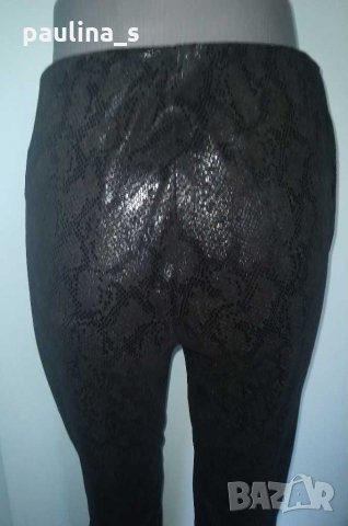 Луксозен брандов панталон тип клин "Zara"® basic / с кожен змийски принт ефект , снимка 6 - Панталони - 29526249