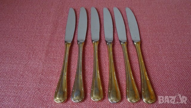 Solingen KUPPELS BESTECK , 18/10 HARTVER GOLDET 23/24 KARAT комплект 6 бр ножове с позлата, снимка 3 - Прибори за хранене, готвене и сервиране - 31142102