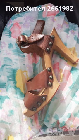 Красиви италиански сандали на ток с каишка, снимка 1
