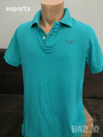Мъжко поло къс ръкав Hollister by Abecrombie & Fitch Turquoise S Small, снимка 2 - Тениски - 36550263