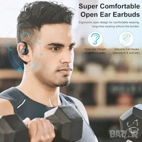 Безжични слушалки Golvery Bluetooth 5.3 с отворен дизайн и DSP микрофон, снимка 4 - Други стоки за дома - 56228557