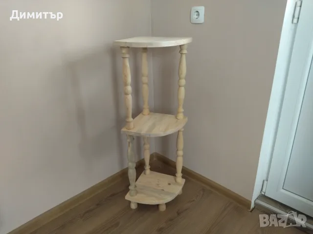 Ръчно изработена ъглова етажерка ( НАТУРАЛНА ) !!, снимка 4 - Етажерки - 55834415