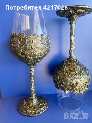 Ръчно декорирани чаши за вино, снимка 3 - Чаши - 48317476