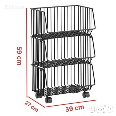 Практичен стелаж на колелца с 3 нива - компактно решение за кухня, антре и детска стая, снимка 8 - Други стоки за дома - 52919474