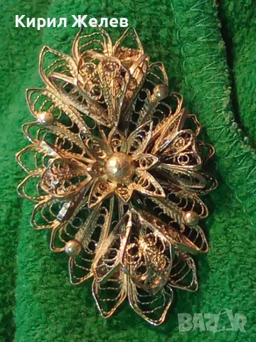 СТАРИННА ФЛОРАЛНА ФИЛИГРАННА СРЕБЪРНА БРОШКА ВИСОКА ПРОБА СРЕБРО ФИНА РЪЧНА ИЗРАБОТКА 47939, снимка 15 - Антикварни и старинни предмети - 48473938