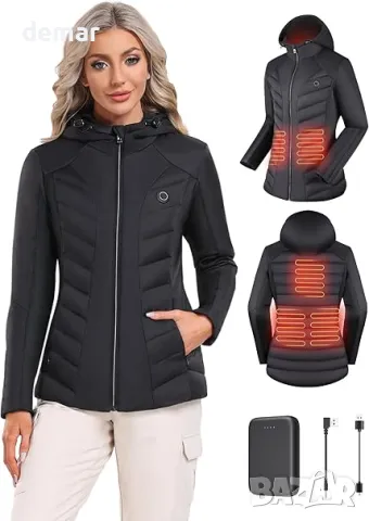 Zogeicy Отопляемо яке за жени с качулка, 5 зони, 10000mAh батерия, снимка 1
